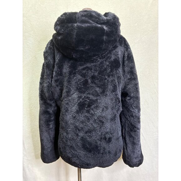 Andrew Marc Hooded Gray/Black Reversible Puffer Faux Fur Jacket Coat Sz L #o - Picture 4 of 11